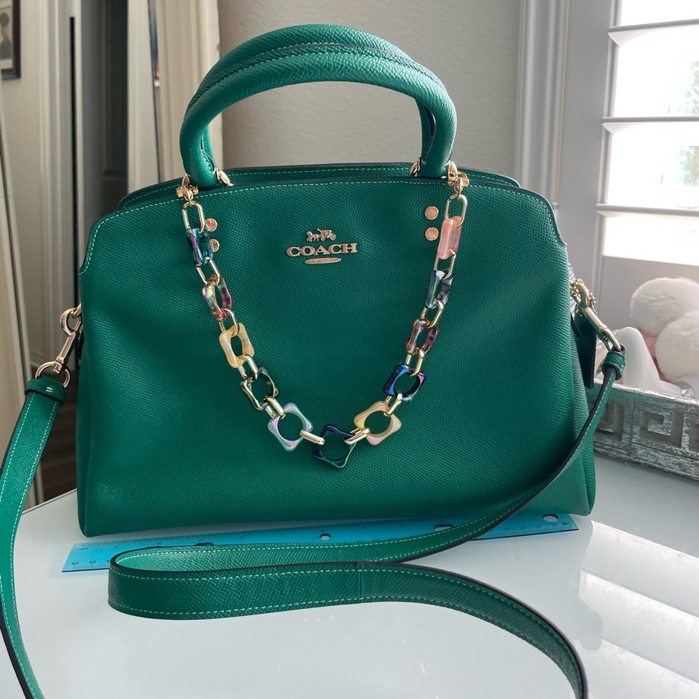 Coach Green Lillie Carryall with Purse Chain